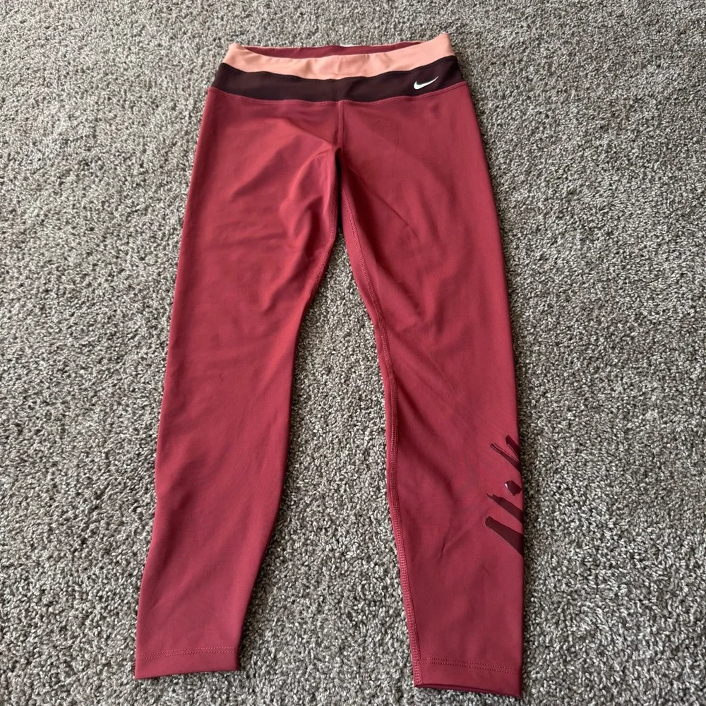 NIKE Dri Fit Epic Luxe‎ Running Tights Size M Red 7/8